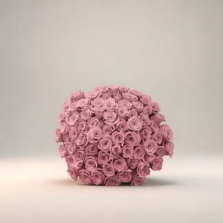 50 Roses of Love - 50 pink roses hand-arranged in a round bouquet, no wrap