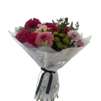 Colorful mixed flower bouquet with vibrant blooms and textures
